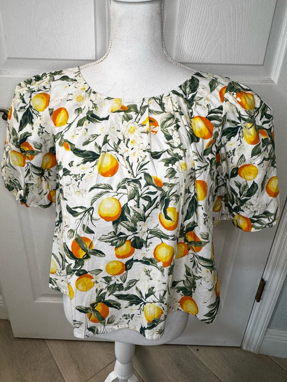 NWT Maeve Anthropologie Citrus Floral Tie Back Cotton Top M